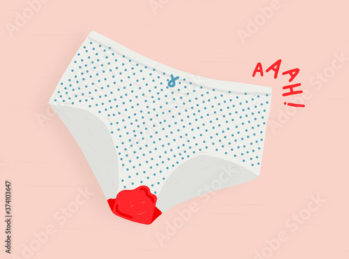 Blood on panties cute and funny menstruation period illustration  photo