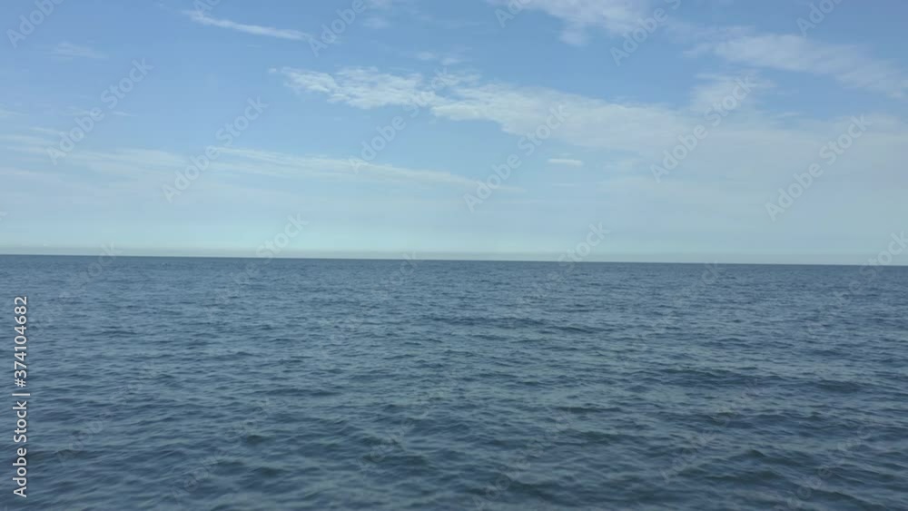 Aerial Flight over ocean, open sea. Dynamic shot flying toward the horizion. Aerial Flight over ocean, open sea. Dynamic shot flying toward the horizion.