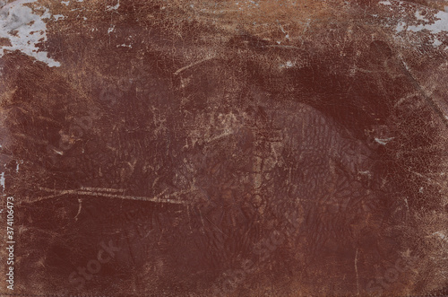 Tableau sur toile old scratched worn brown leather background and texture