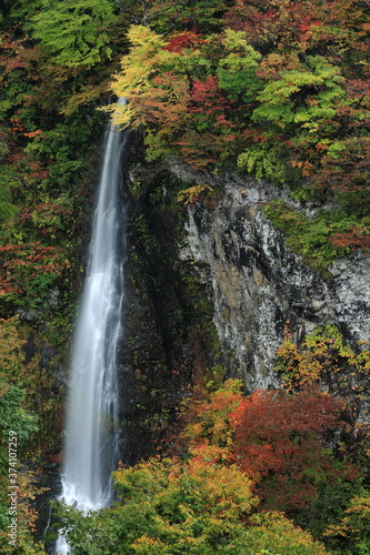 紅葉の米の粉の滝