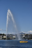 the water jet fountain and the lake in Geneva, switzerland.