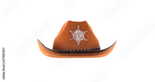Cuadro en lienzo cowboy sheriff hat isolated on white background