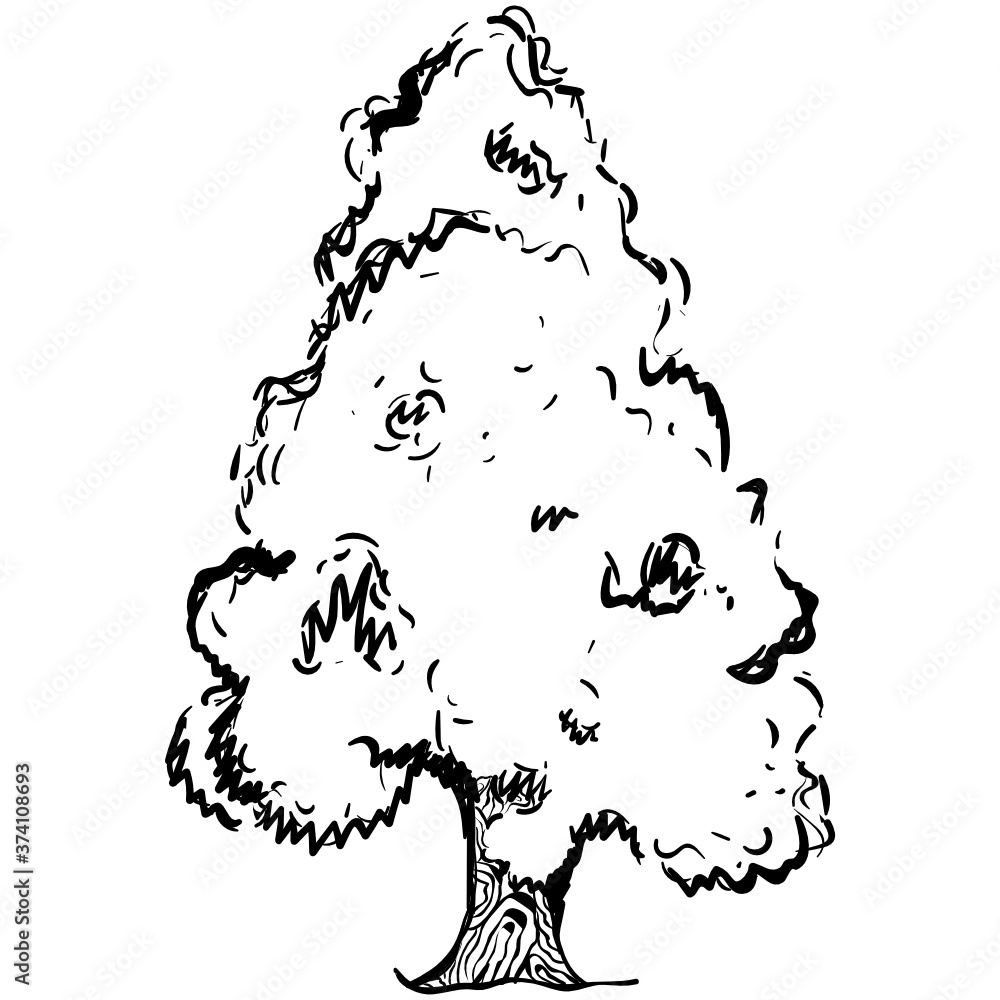 Obraz premium Hand drawn style of xmas tree, doodle icon 