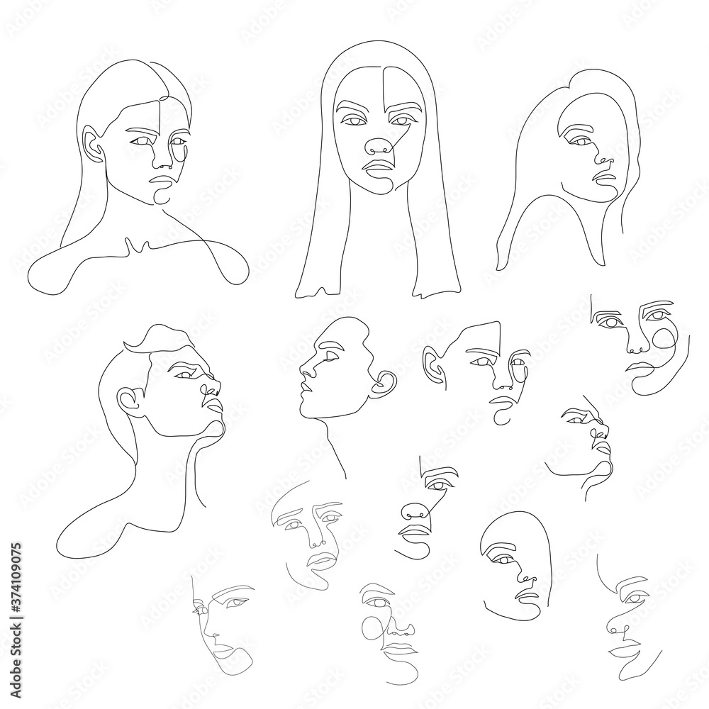 Abstract line art people set on white background vector illustration modern style Abstract line art people set on white background vector illustration modern style