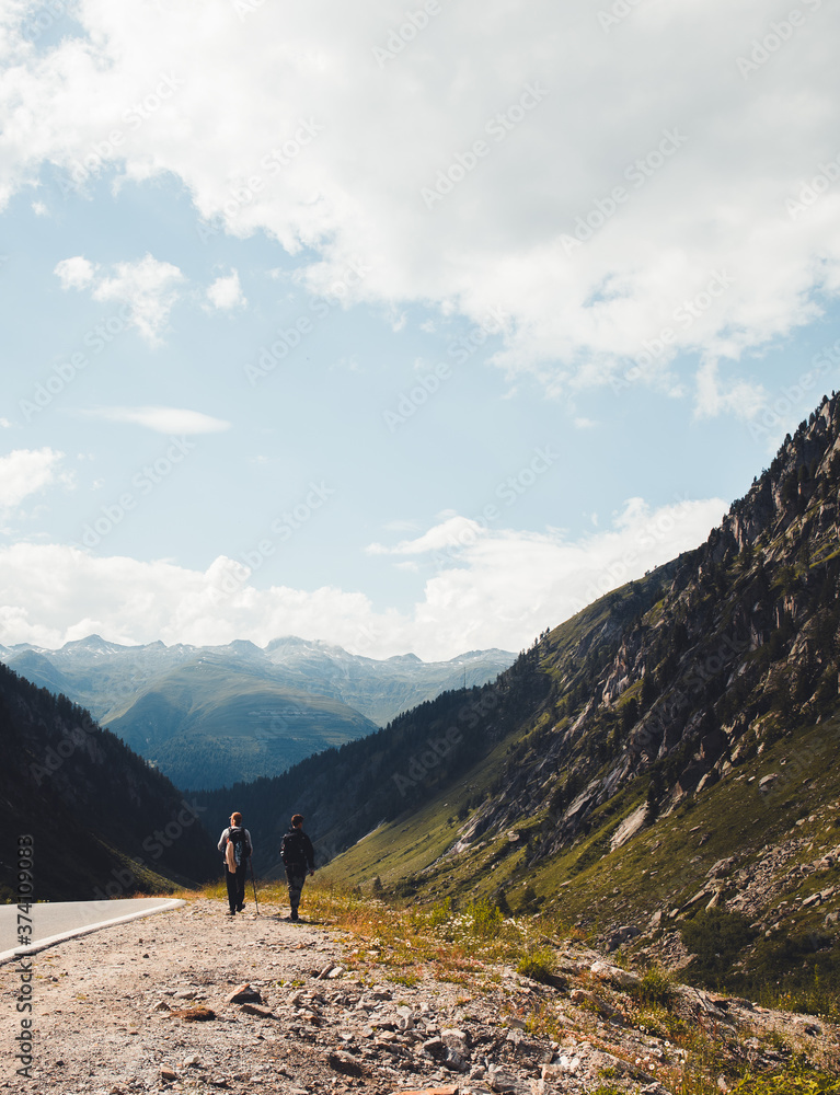 hiking in the mountains