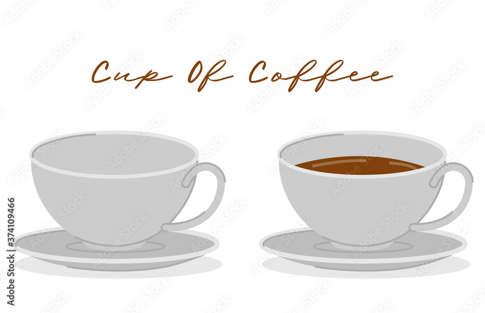 Cup of coffee set on white background vector illustration cartoon design modern style Cup of coffee set on white background vector illustration cartoon design modern style