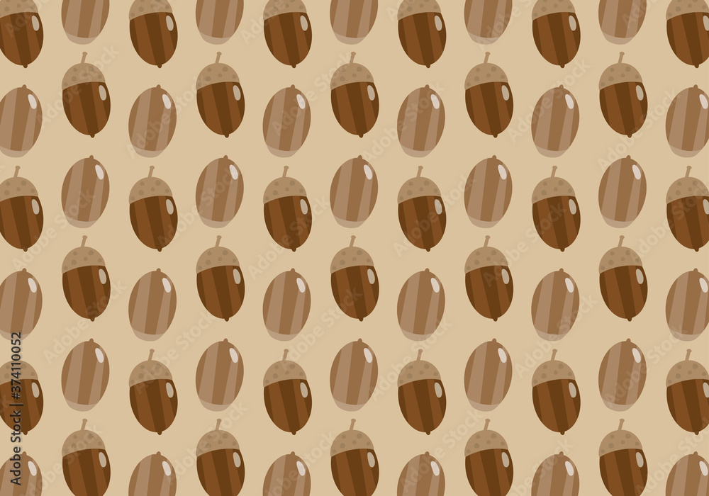 Obraz premium どんぐり模様のかわいい背景 横｜ Acorn pattern cute background