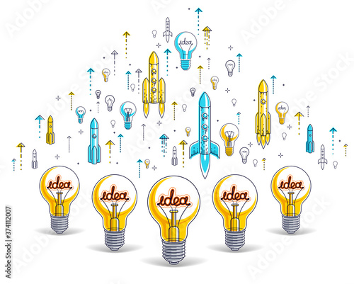 Group of shining light bulb...
