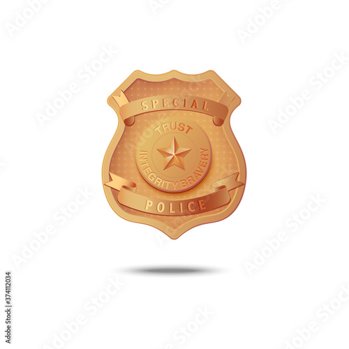 Gold badge of special police - vector illustration on a white background.
