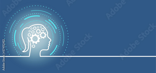 Gear in head face. Cogwheels brain. Think big ideas. Mechanism settings tools template banner. Fun vector cog signs. Cogwheel strategy teamwork concept icons. Gears in Progress. Cogs wheels pictogram