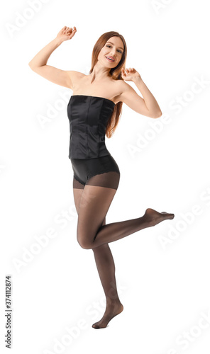 Beautiful young woman in ti...