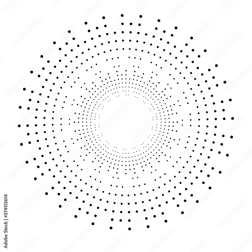 Halftone dots in circle form. Circular Music equalizer . Audio waves . Sound frequency . round logo . vector dotted frame . design element