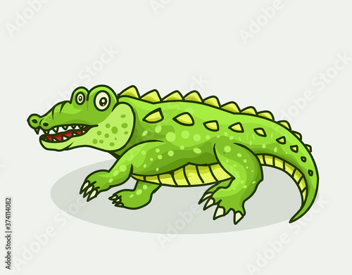 illustration vector happy crocodile character design on white background.