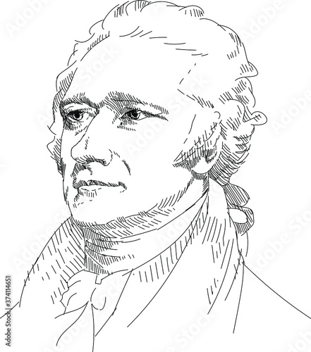 Alexander Hamilton - US statesman, prominent American revolutionist, Ideologist and leader of the Federalist Party since its inception, 1st US Treasury Secretary photo
