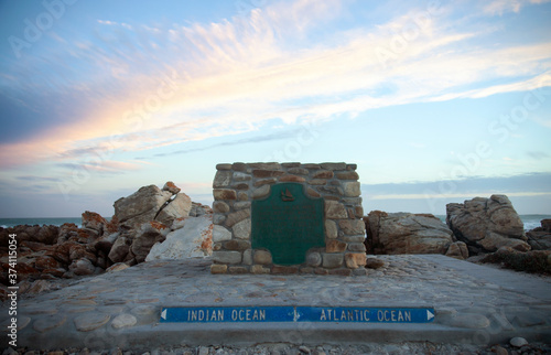 Sunset over Cape Agulhas marks the confluence of two oceans.