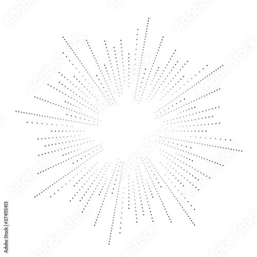 Radial speed Lines in Circle Form for comic books . fireworks Explosion background . Vector Illustration . Starburst
 round Logo . Circular Design element . Abstract Geometric star rays . Sunburst .