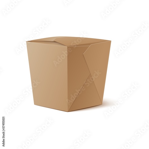 3D cardboard closed box template isolated on white background.