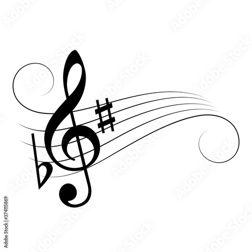 Music note staff vector cartoon