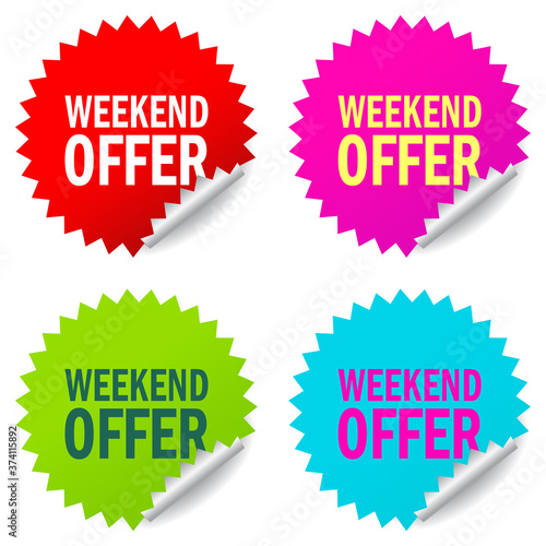 Weekend offer vector label sticker