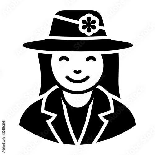 
Florist lady icon in solid design.
