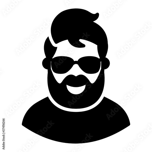 
Design of performer in modern solid style, hipster concept  
