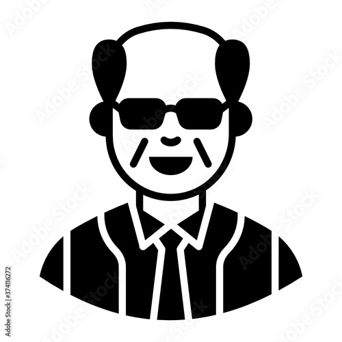 
Man wearing glasses, historian icon in solid style 
