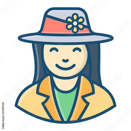 
Florist lady icon in flat design.
