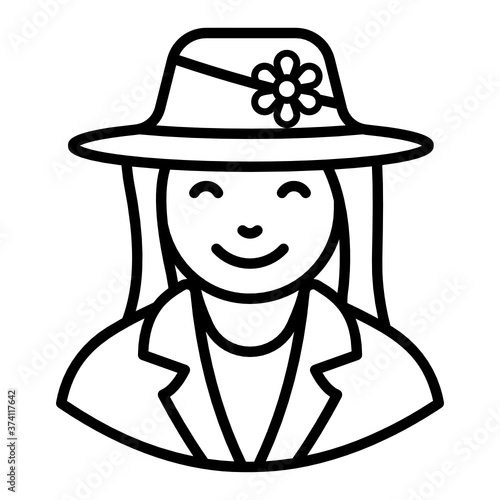 
Florist lady icon in line design.
