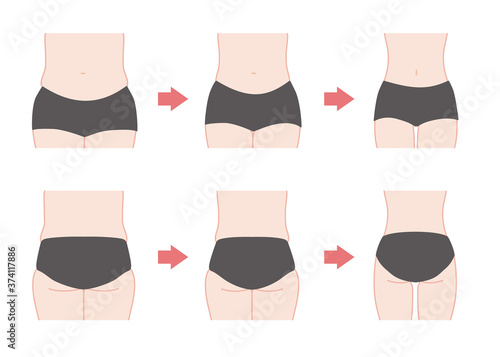 ダイエットの経過　お腹とお尻　カラー