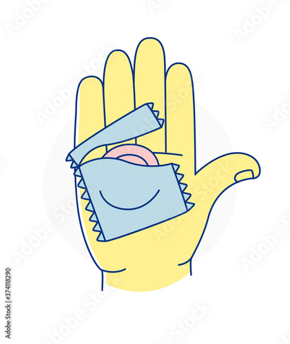 Sexual Health. Safe Sex education poster banner icon.