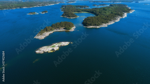 Sea and islands, Finnish sea landscape. Summer seascape. Saaristomeri. Finland. 