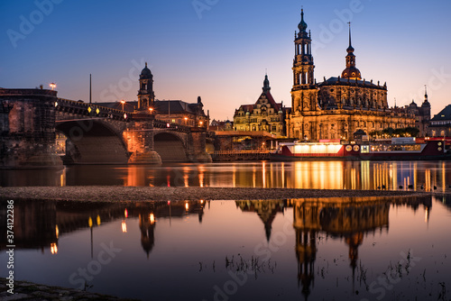 Beautiful twilight city landscape reflect water in Potsdam Germany