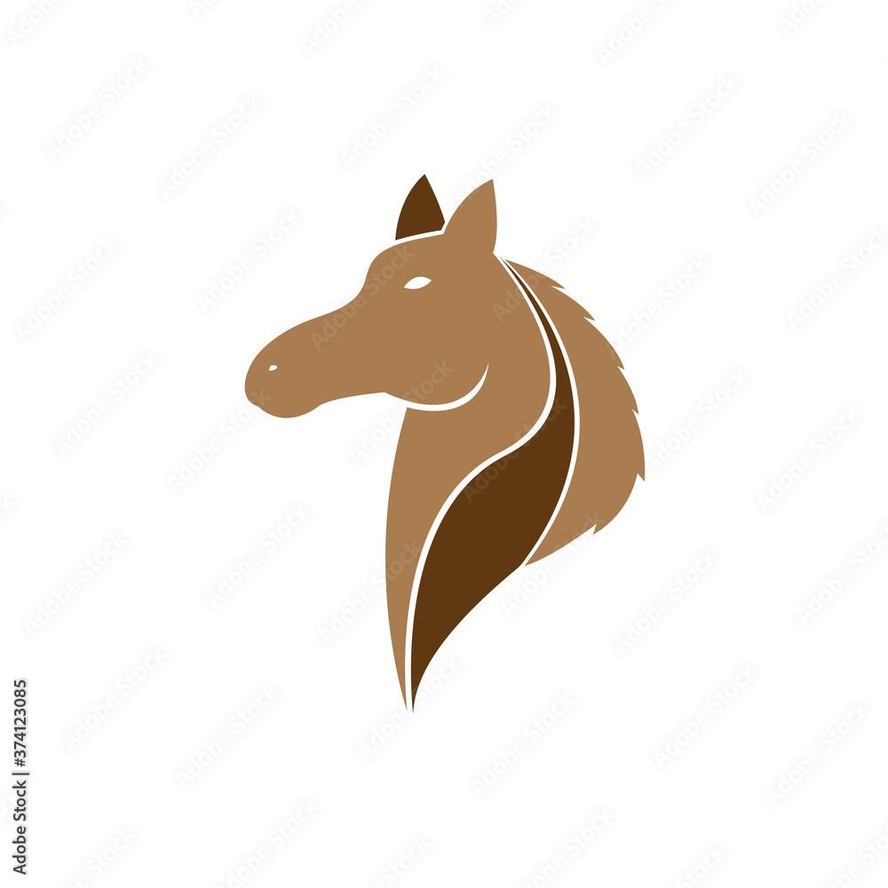 brown horse logo template design vector in isolated background