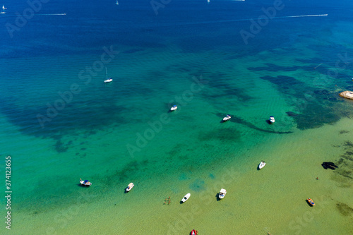 Aerial view of a beach and the sea on the Pasman Island, Croatia