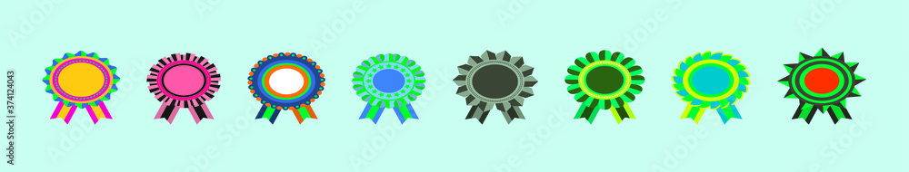 set of cockade cartoon icon design template with various models. vector illustration