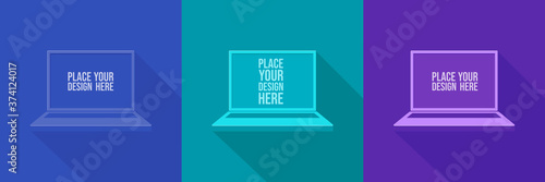 Monochrome vector clay render notebook mock up set isolated on color background.