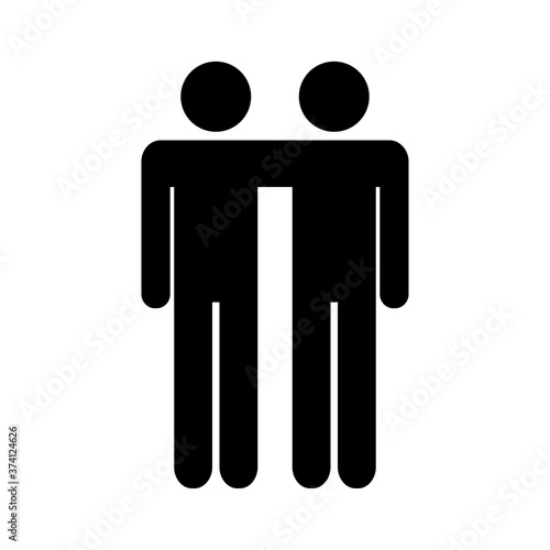 Friends icon. LGBT vector illustration. Two men standing together. Gays symbol isolated on white.