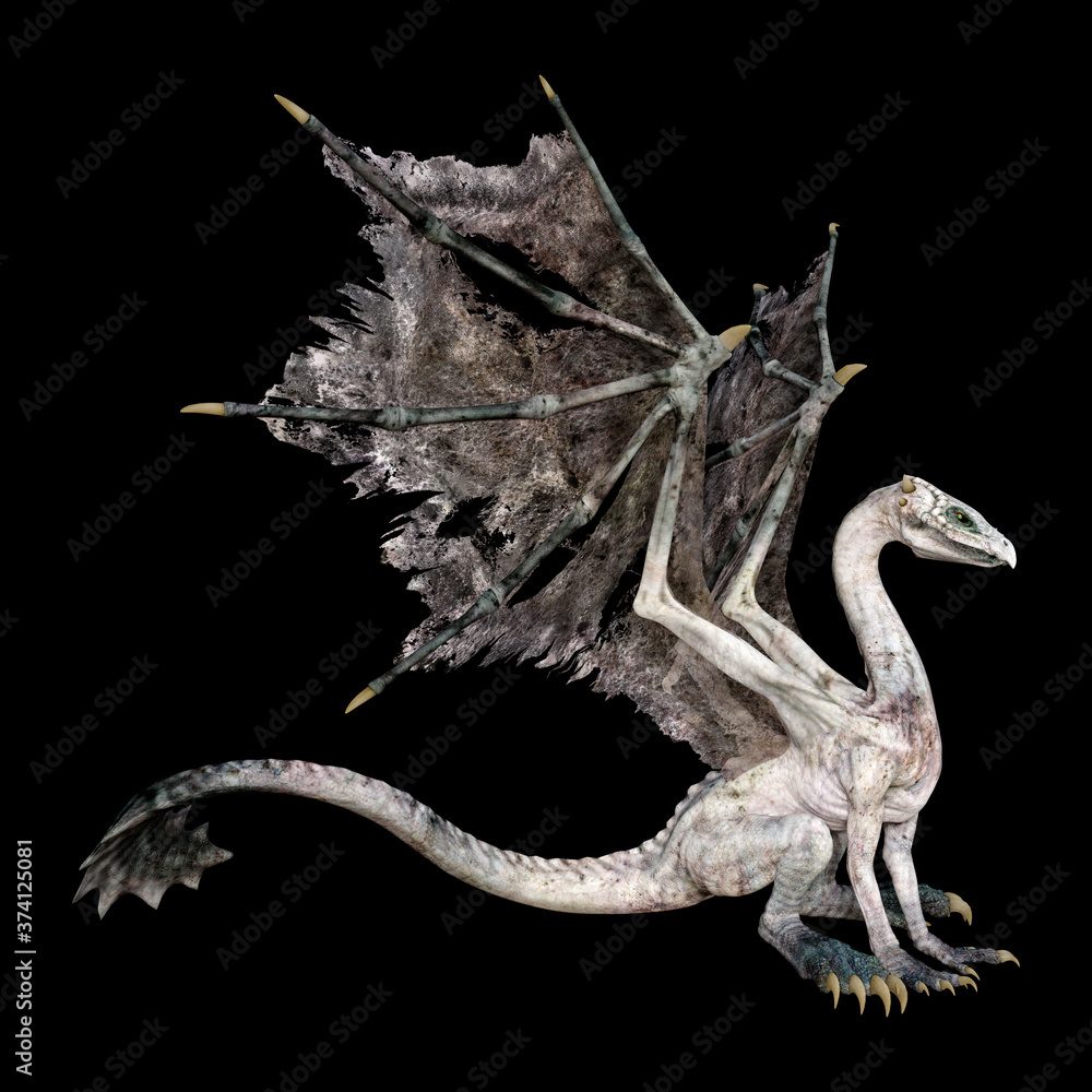 Fototapeta premium 3D Rendering Fairy Tale Dragon on Black