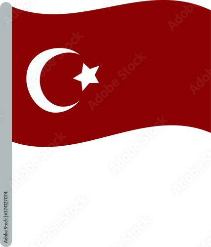 Turkish flag. Waving Flag. Flat. Turk Bayrak.