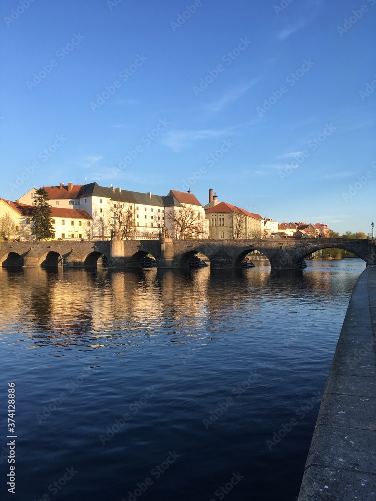 Obraz premium Old stone bridge in Czech town Písek from 13th century