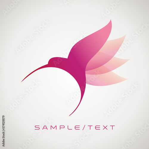 Stylized image of hummingbird, good for logo, isolated on gradient background.