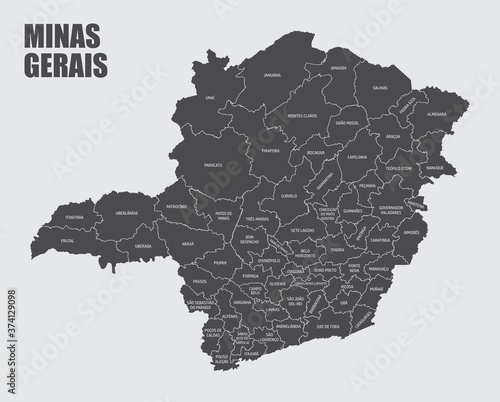 Minas Gerais State regions map