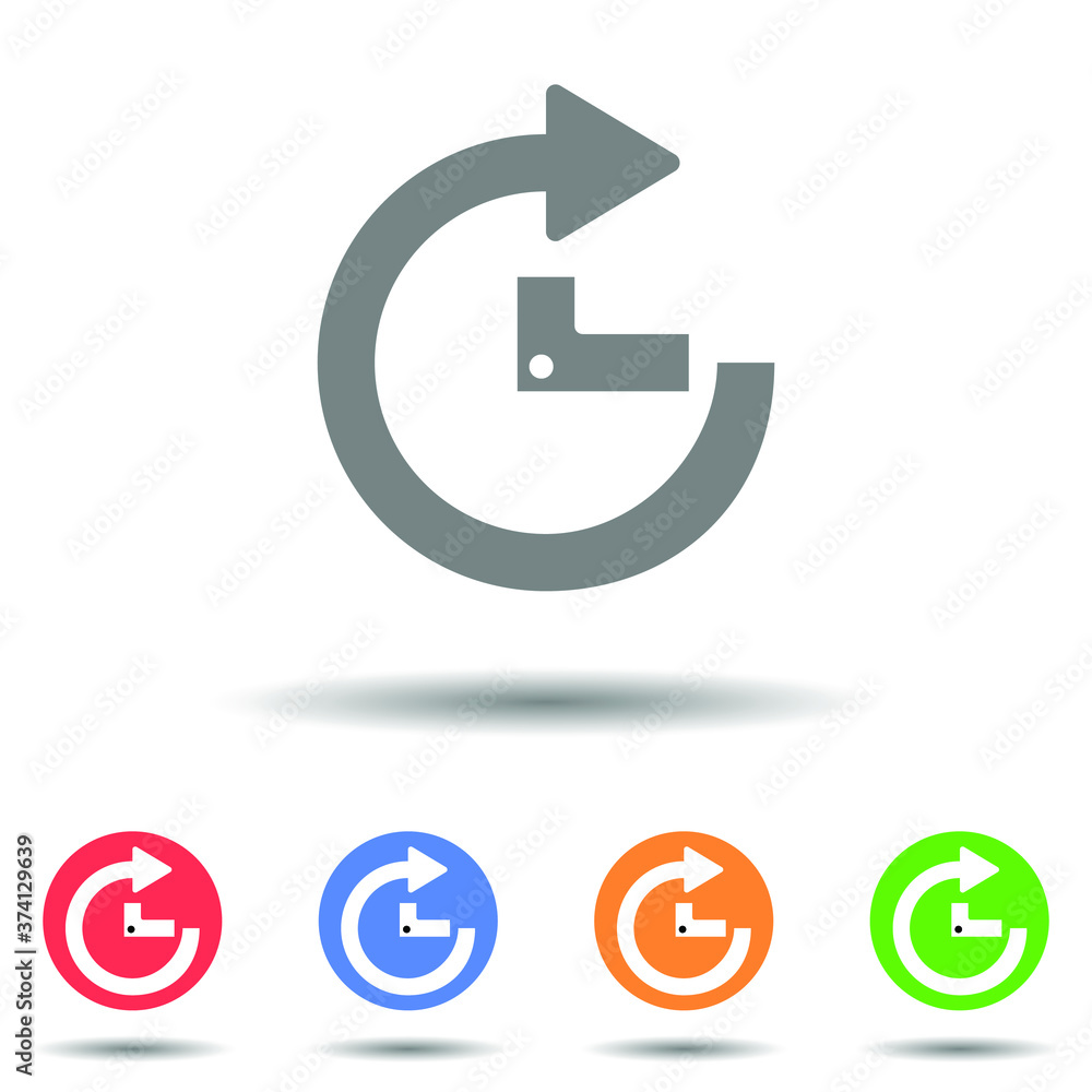 Fototapeta premium Arrow with time icon vector logo with isolated background