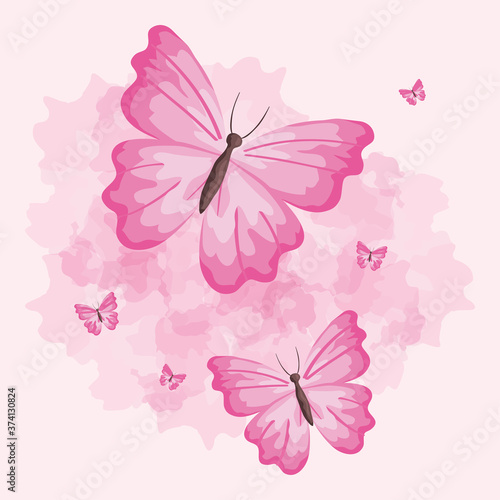 set of cute butterflies icons vector illustration design
