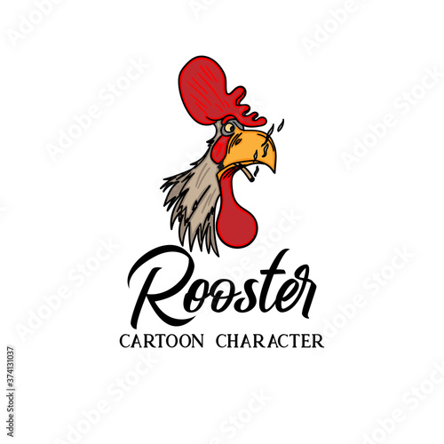 head rooster smoke illustration design logo cartoon. rooster logo character. rooster mascot logo.