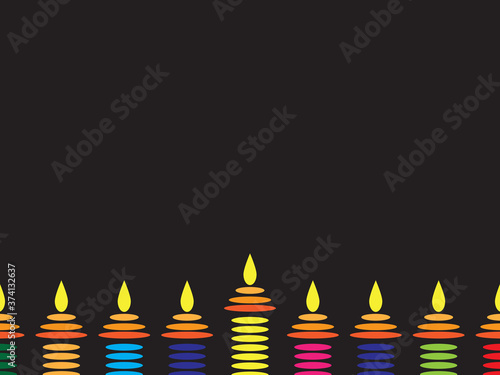 Colorful Candles on Black background