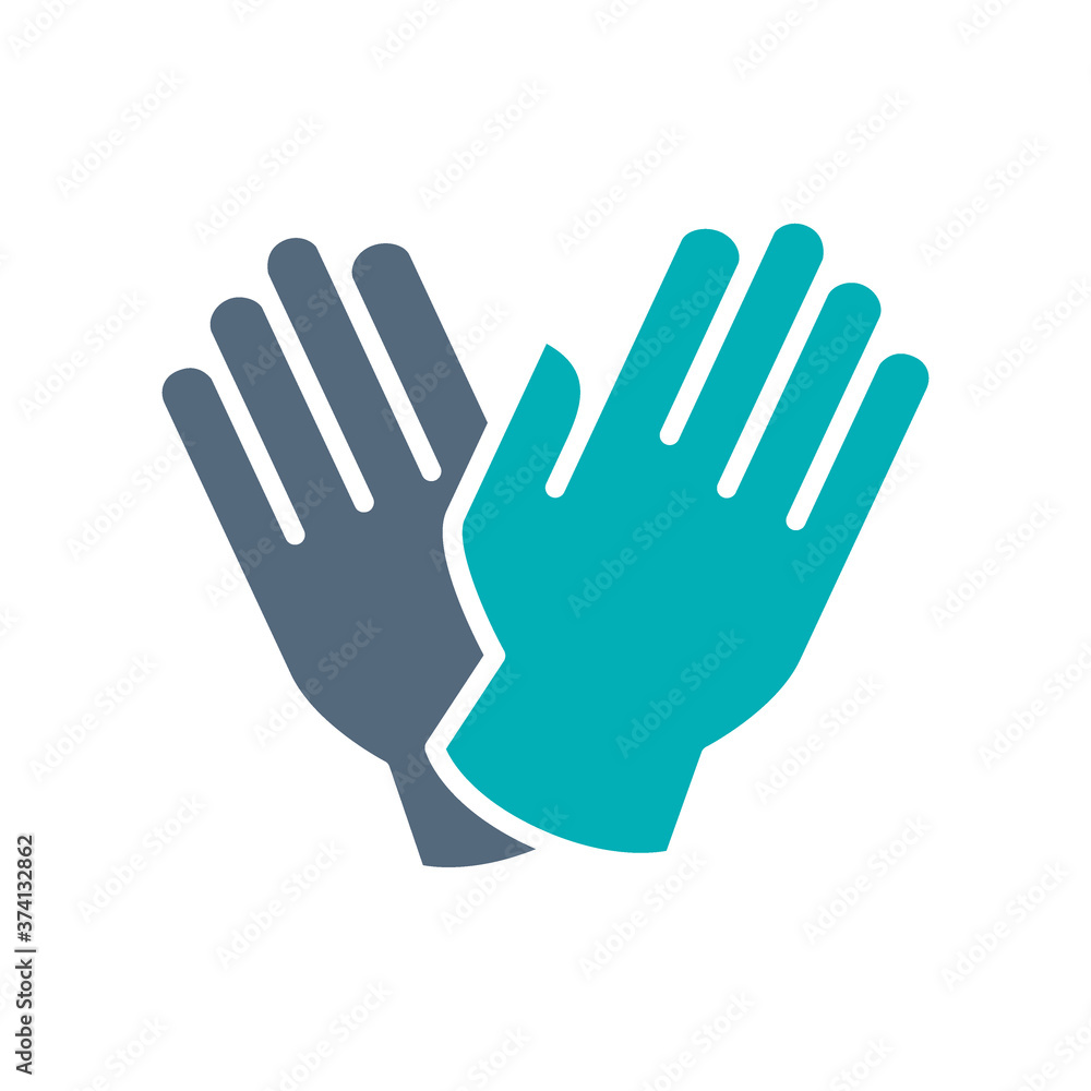 Rubber medical gloves colored icon. Hand protective symbol Rubber medical gloves colored icon. Hand protective symbol
