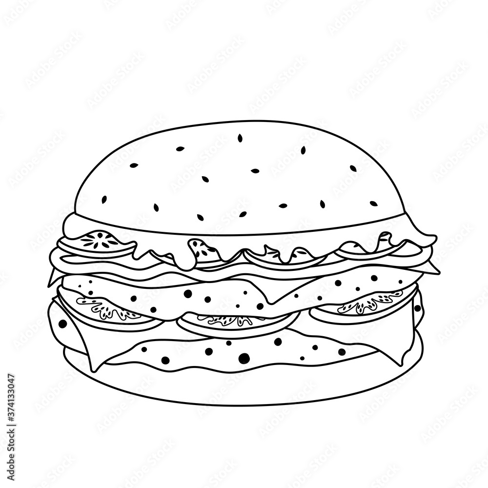 Outline doodle double burger
