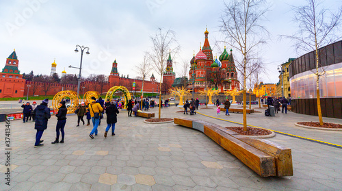 Photography Moscow, Russia - Dec 29, 2019: New year in the Russian capital