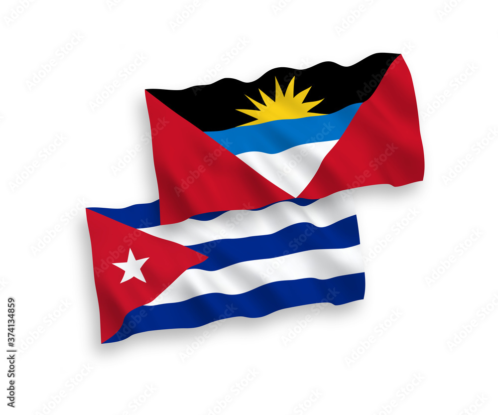 Flags of Antigua and Barbuda and Cuba on a white background Flags of Antigua and Barbuda and Cuba on a white background